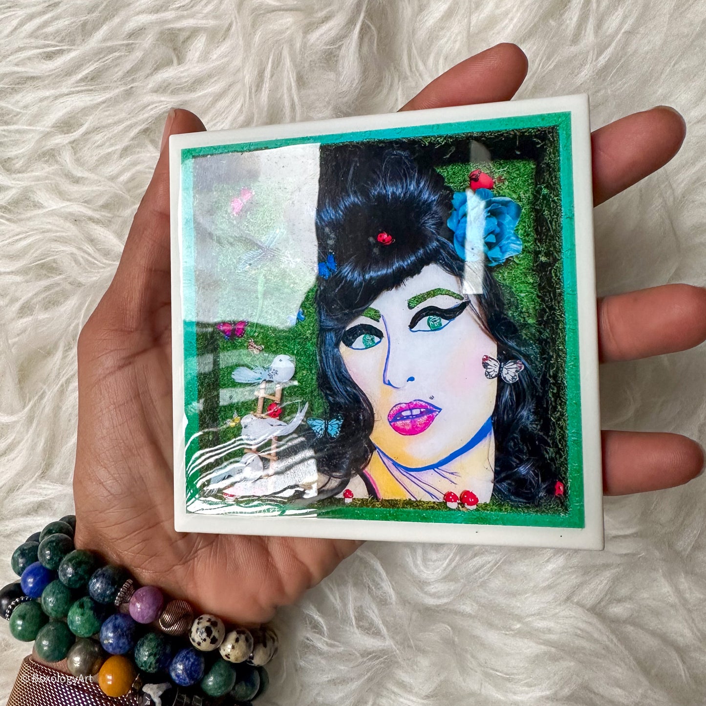 Pop Icons Series: Amy Winehouse BoxBust Art not-a-coaster (4x4)