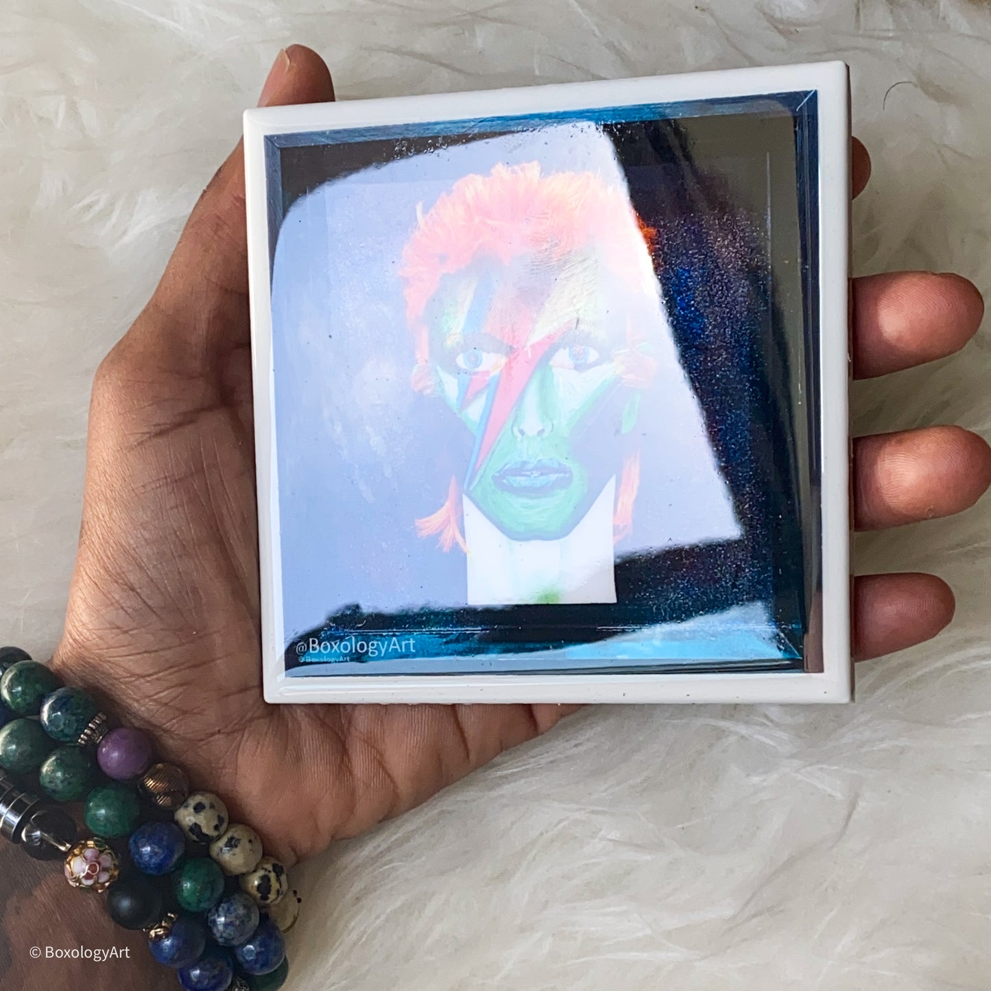 Pop Icons Series: David Bowie BoxBust Art not-a-coaster (4x4)