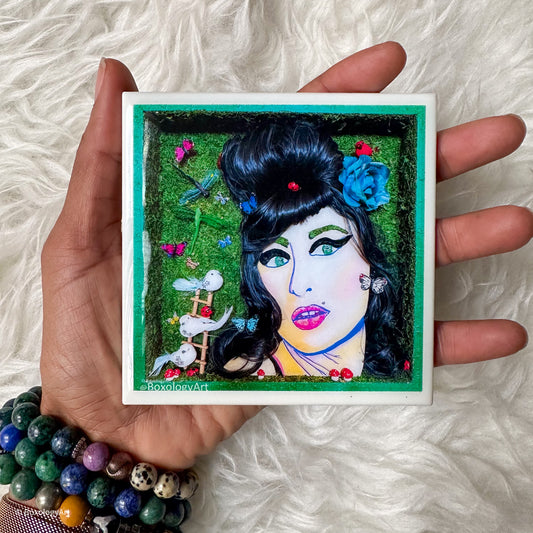 Pop Icons Series: Amy Winehouse BoxBust Art not-a-coaster (4x4)