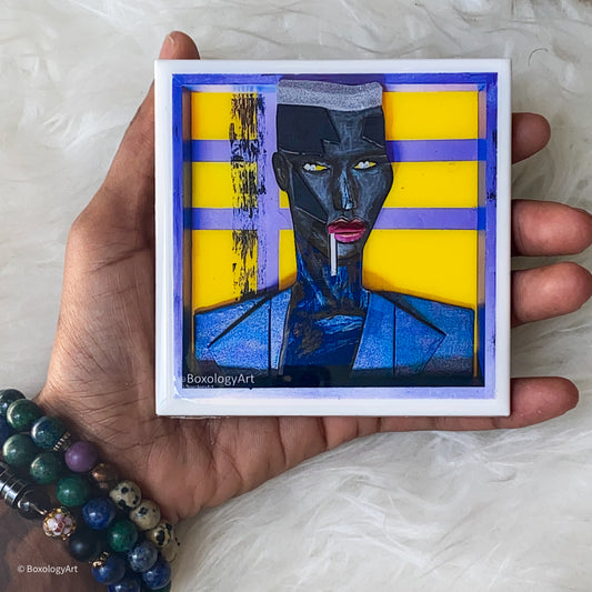 Pop Icons: Grace Jones BoxBust Art not-a-coaster (4x4)