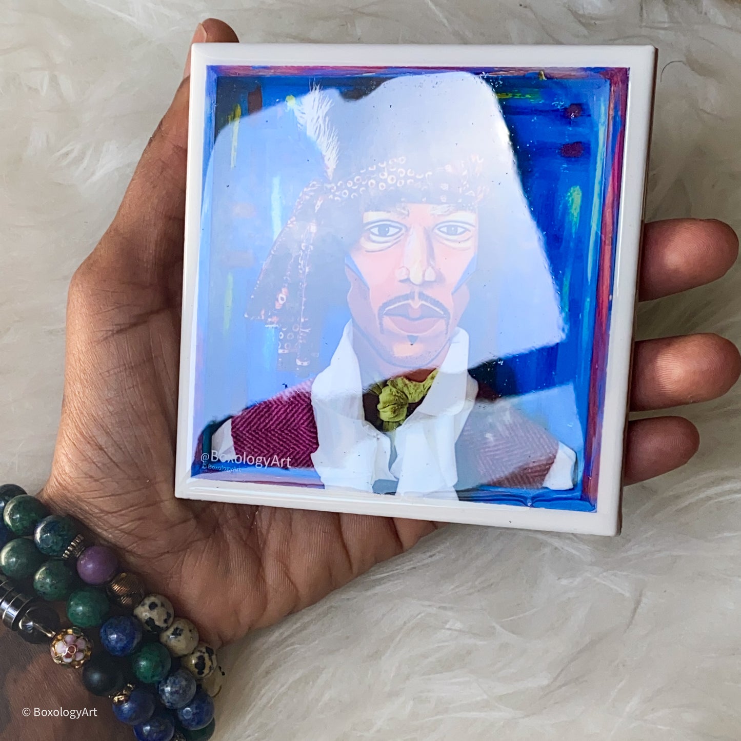 Pop Icons Series: Jimi Hendrix BoxBust Art not-a-coaster (4x4)