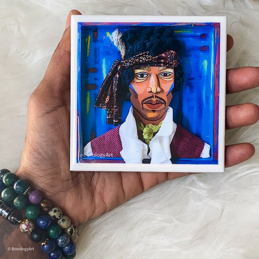 Pop Icons Series: Jimi Hendrix BoxBust Art not-a-coaster (4x4)