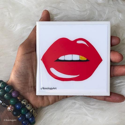 The Perfect Red Lip Art not-a-coaster (4x4)