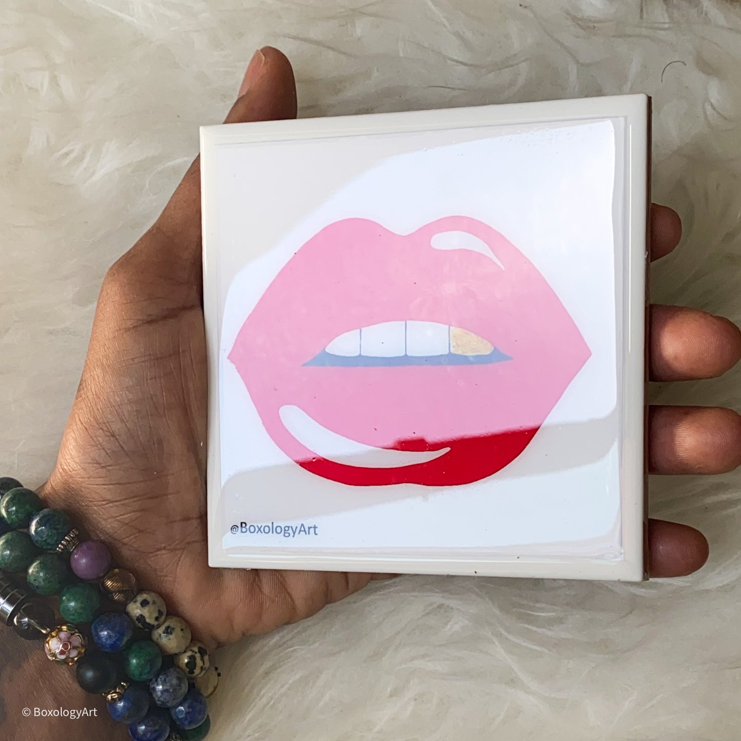 The Perfect Red Lip Art not-a-coaster (4x4)
