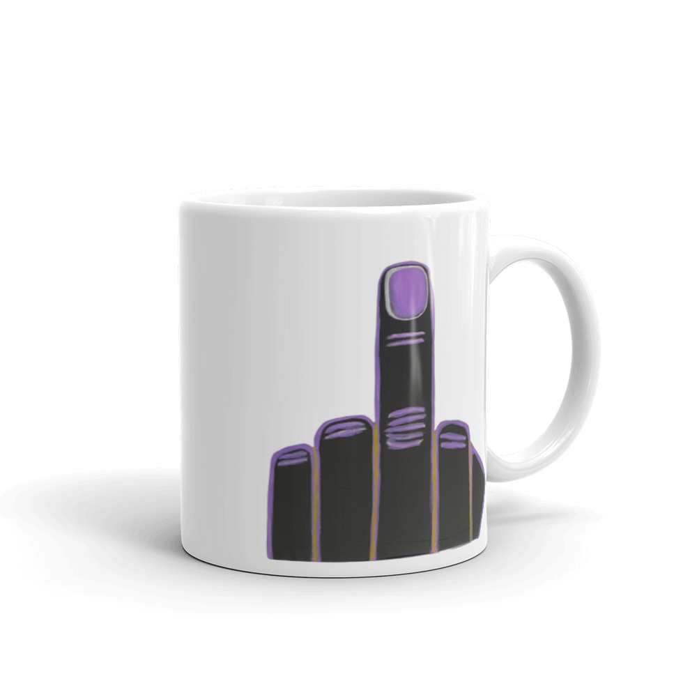Male Middle Finger White glossy mug